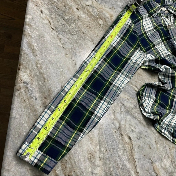 Marine Layer The Dahlia Plaid Shirt Green Navy White Yellow Smal - Picture 9 of 12